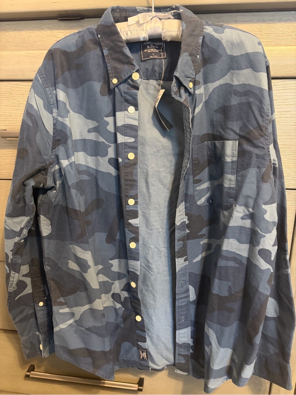 Abercrombie & Fitch Blue Camouflage Button-Down Shirt